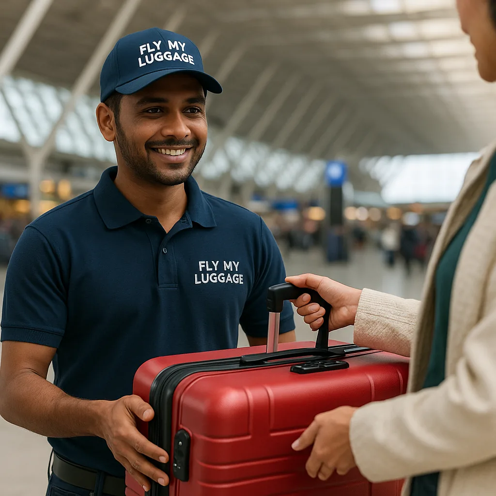 Team collecting and sealing luggage