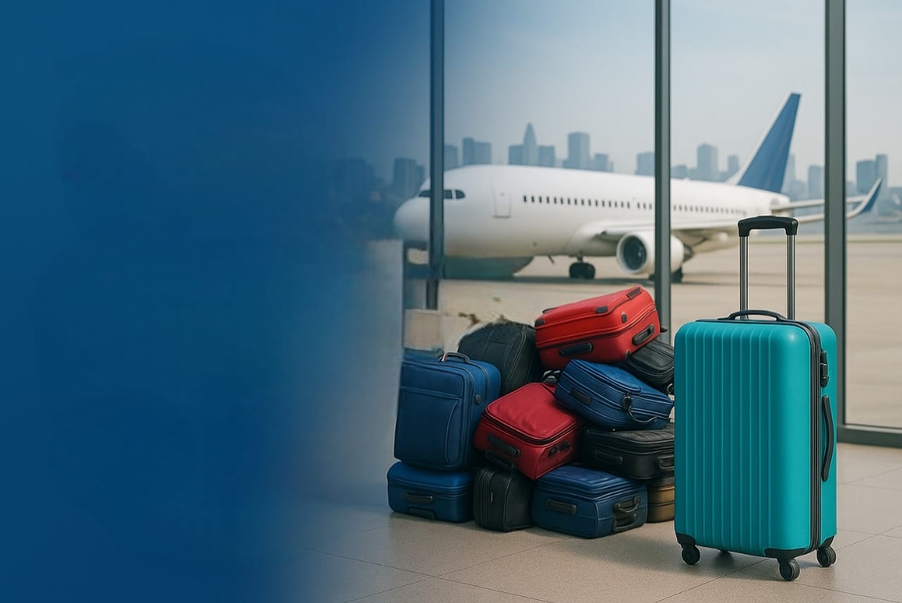 Door-to-door excess baggage pickup service collecting suitcases from home for airport delivery