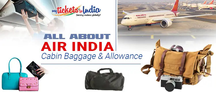 Air India aircraft at airport with passenger luggage and baggage trolley