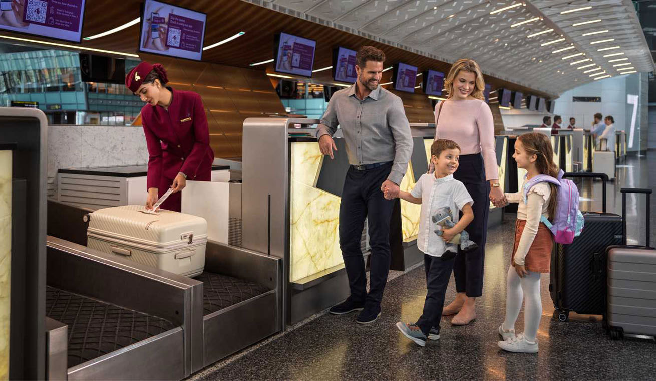 Qatar Airways extra baggage charges guide at airport check-in counter