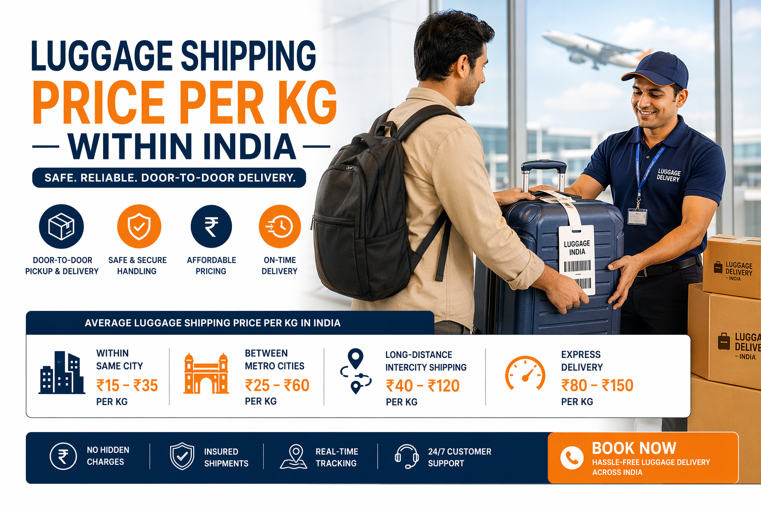 Luggage shipping service in India price per kg baggage delivery India