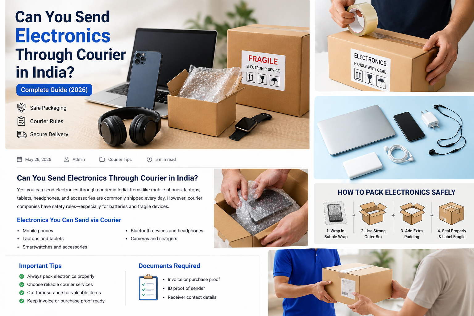 Sending electronics safely through courier in India with proper packaging and guidelines