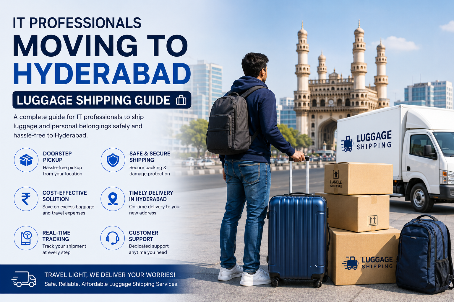 IT professional relocating to Hyderabad with secure luggage shipping service